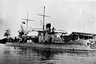 La canonnière President Masaryk, la plus grande unité des forces fluviales tchécoslovaques, dans le années 1930.