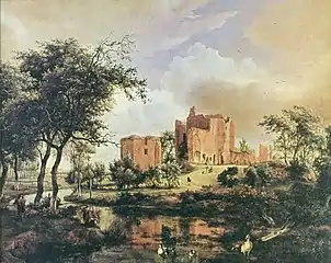 Ruines du Château de Brederode, peinture par Meindert Hobbema au XVIIe siècle.