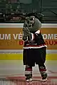 Mascotte Boxy dans sa version depuis 2017, debout sur la glace