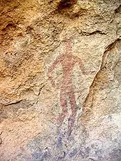 Peinture rupestre dans l'Amazerog, Hoggar, représentant un homme