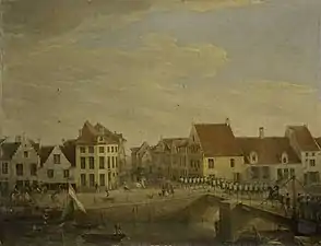 Troupes du royaume uni des Pays-Bas passant par la ville flamande de Termonde, 1820.