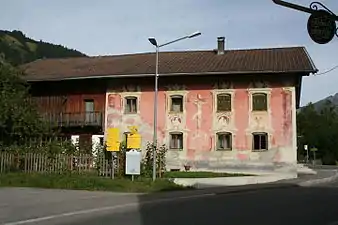 Maison de la seconde moitié du XVIIIe siècle, peinture de la façade par Josef Degenhart, autour de 1790.