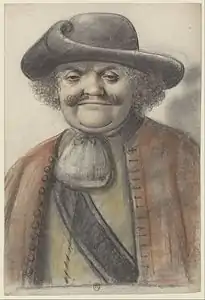 Homme coiffé d'un feutre au bord roulé, presque de face, Paris, BnF.