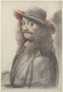 Homme coiffé d'un feutre empanaché, de trois quarts à gauche, Paris, BnF.