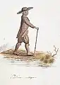Homme de la Montagne [Lannédern] (aquarelle sur papier, auteur anonyme, premier quart du XIXe siècle, musée départemental breton, Quimper).