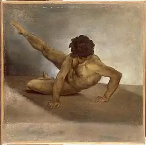 Théodore Géricault, Homme nu renversé sur le sol (vers 1817).