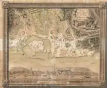 Plan de Honfleur en 1789. Le vieux bassin est désigné sous le nom de "Vieux Port".