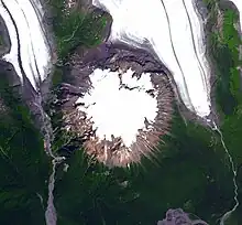 Vue satellite de Hoodoo Mountain