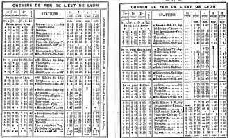 Horaires de l'Est lyonnais pour l'été 1906.