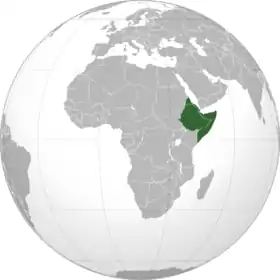 Carte des États de la Corne de l’Afrique (en vert).