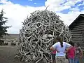 Cornes de wapiti empilées à Old Trail Town dans le Wyoming