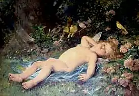 Le Réveil de l'Amour (1893), peinture sur porcelaine, localisation inconnue.