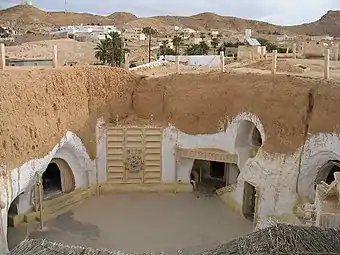 Hôtel Sididriss, habitat berbère troglodytique de Matmata, Tunisie.