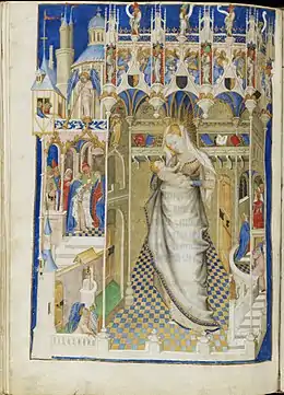 Livre d'heures d'Isabelle Stuart, Vierge à l'enfant, f.141v.