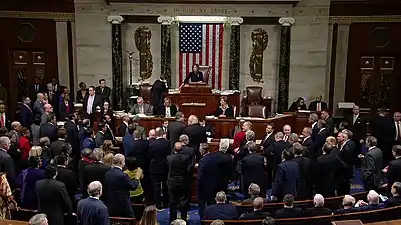 La Chambre des représentants durant la lecture des résultats des votes de mise en accusation, le 18 décembre 2019.