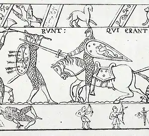 Combat entre un chevalier normand et un piéton saxon