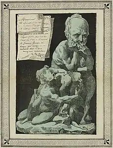 Caricature de Victor Hugo en Ugolin de Carpeaux (Le Vase étrusque, 15 décembre 1869).