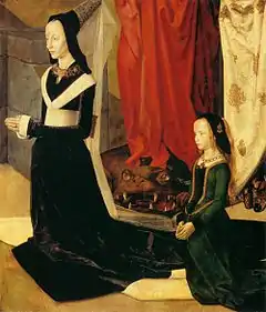Détail du panneau de droite : Maria et Margherita Portinati