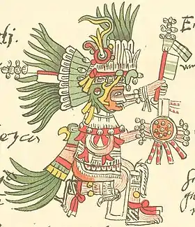 Huitzilopochtli représenté dansle codex Telleriano-Remensis.