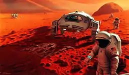 Différents éléments d'une mission humaine sur Mars.