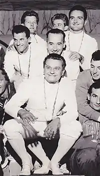Aladár Gerevich (au premier plan) lors des Jeux olympiques 1960.