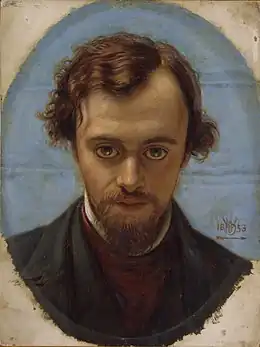 William Holman Hunt, Portrait of Dante Gabriel Rossetti, 1853.