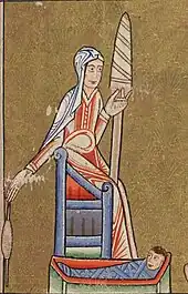 Le filage à la main était un travail typiquement féminin. Détail d'une miniature du Psautier Hunter, vers 1170.