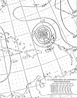 Analyse météorologique de surface de l’ouragan Dog, 4 septembre