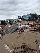 Maison détruite par l'onde de tempête à Edisto Beach, Caroline du Sud.