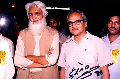 Maqbool Fida Husain et Rammanohar, vers 1986.