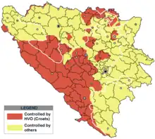 Territoires tenus par le HVO et l'armée régulière de Croatie en Bosnie-Herzégovine durant la guerre