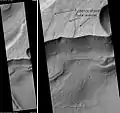 Chaos Hydraotes, comme on le voit par HiRISE. La barre d'échelle mesure 1000 mètres de long. (Image du quadrilatère Oxia Palus.)