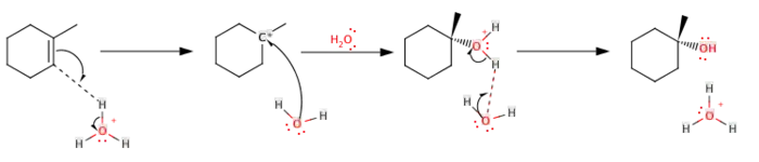 Mécanisme de l'hydratation d'un alcène