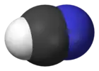 Représentation de la molécule triatomique HCN.
