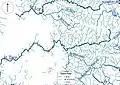 Carte hydrographique laissant apparaitre une zone presque vide de cours d'eau d'un côté et une zone fortement irriguée de l'autre.