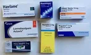 Boîtes de benzodiazépines hypnotiques.