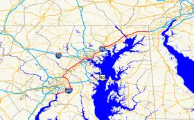 La parcours de L'Interstate 95 dans l'état du Maryland