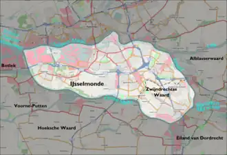 Zwijndrechtse Waard au sud-est de l'île d'IJsselmonde.