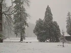 Domaine du château de Grignon sous la neige.