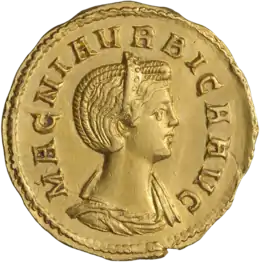 monnaie d'or, profil de femme