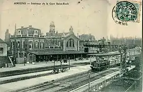 Gare Saint-Roch, côté voie ferrée (carte postale oblitérée en 1905).