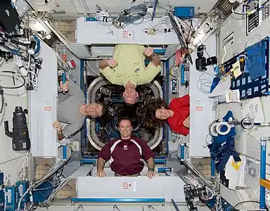 L'intérieur du module Harmony avec des astronautes.