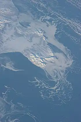 Vue depuis l'ISS du cap enneigé