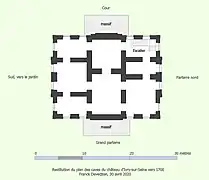 Restitution du plan des caves du château d'Ivry-sur-Seine vers 1700