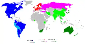 carte mondiale représentant les membres de l'IWRF.