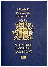 Couverture d'un passeport islandais