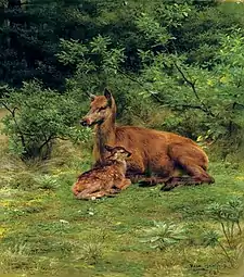 Biche et faon dans un sous-bois, 1868Collection privée, Vente 2007