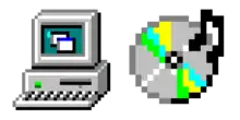 Deux icônes de bureau informatique en pixel art