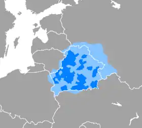 Aire de diffusion du biélorusse.