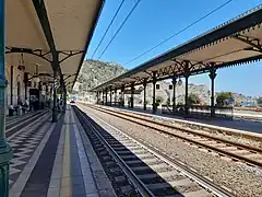 La gare de Taormina-Giardini (Sicile, Italie).